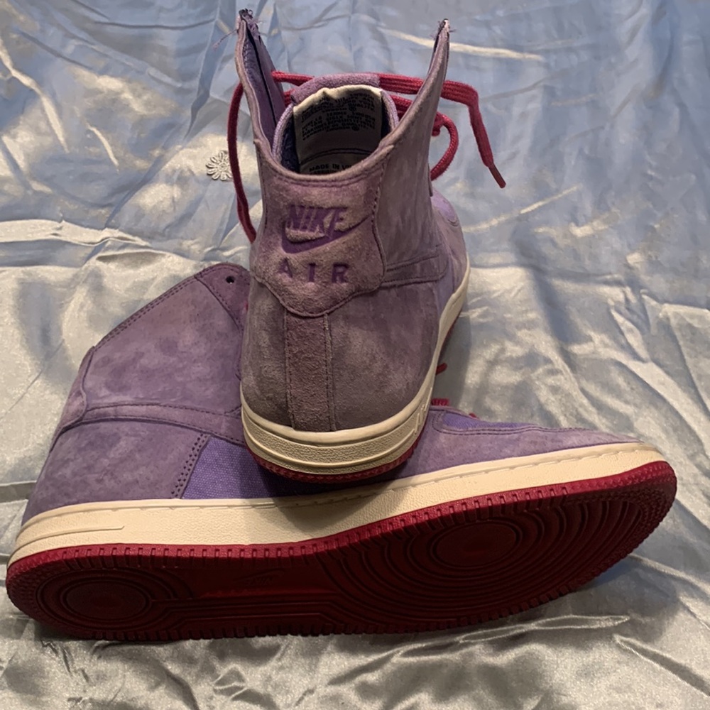 🌹VINTAGE Nike Air AF1 Lite Women’s • Purple & Pink Suede High Top Sneakers - Picture 4 of 16